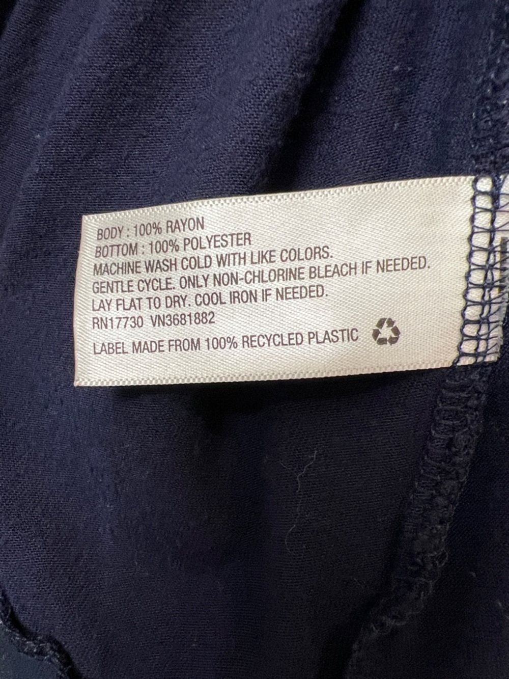 Merona‎ Navy Blue Mixed Media V-neck Tank Top [M] Rayon Sheer Trim Hem - Picture 6 of 9